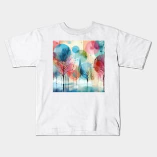 Colorful Pastel Pink Abstract Trees Kids T-Shirt